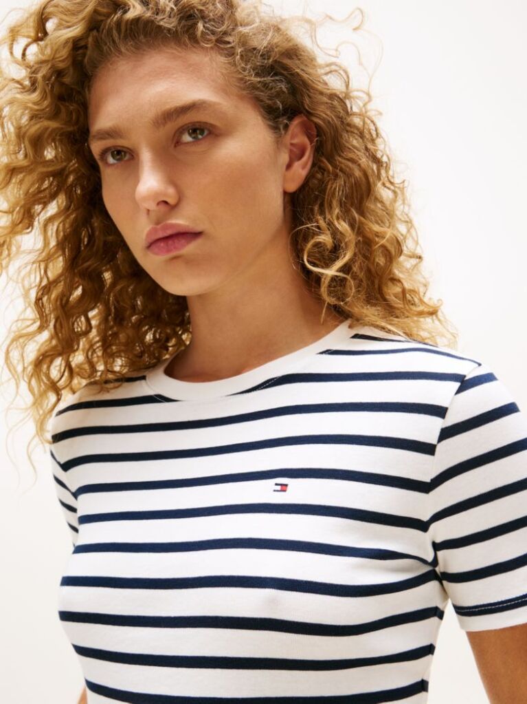 Multi Tricou Cu Nervuri Slim Fit Cu Steag Brodat  Femei