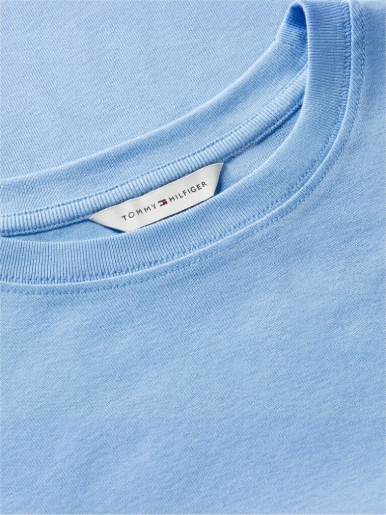 Blue Tricou Cu Nervuri Slim Fit Cu Steag Brodat  Femei