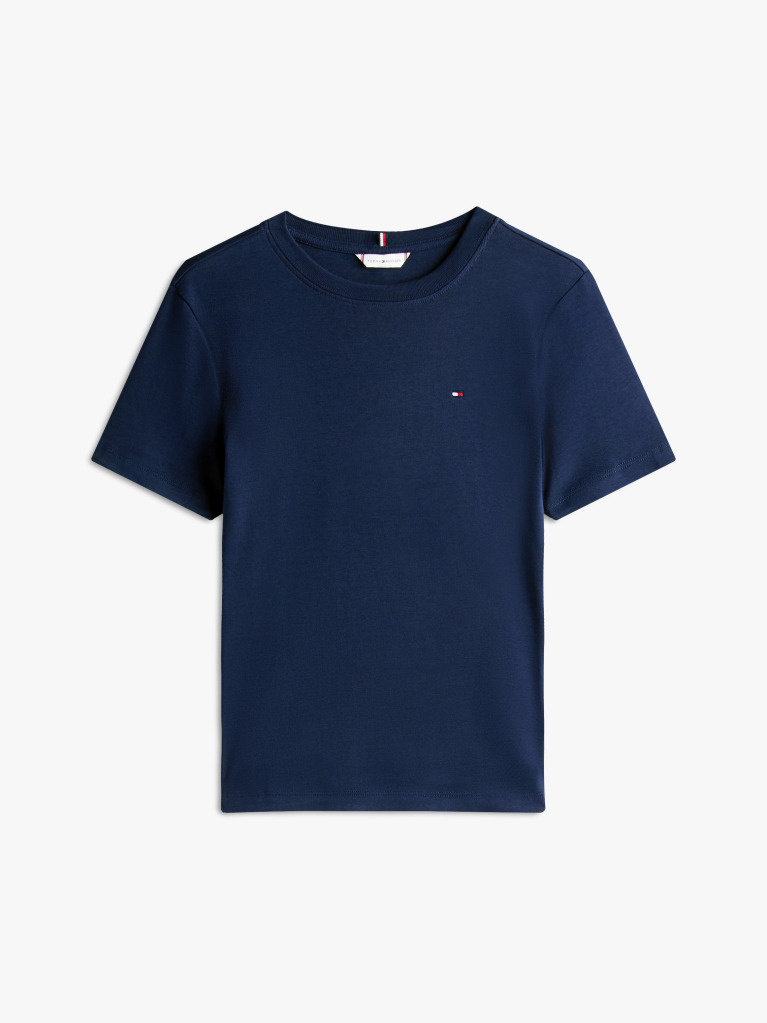 Blue Tricou Cu Nervuri Slim Fit Cu Steag Brodat  Femei