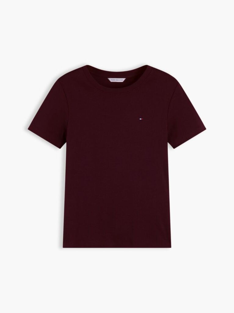 Rosu Tricou Cu Nervuri Slim Fit Cu Steag Brodat  Femei