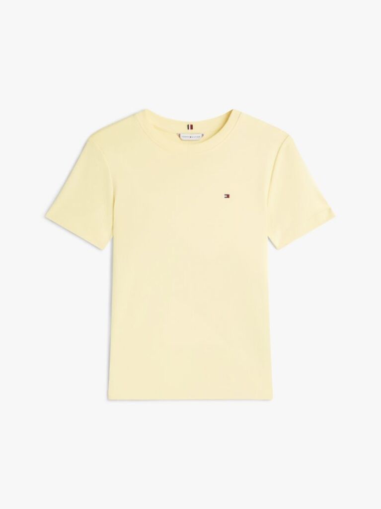 Galben Tricou Cu Nervuri Slim Fit Cu Steag Brodat  Femei