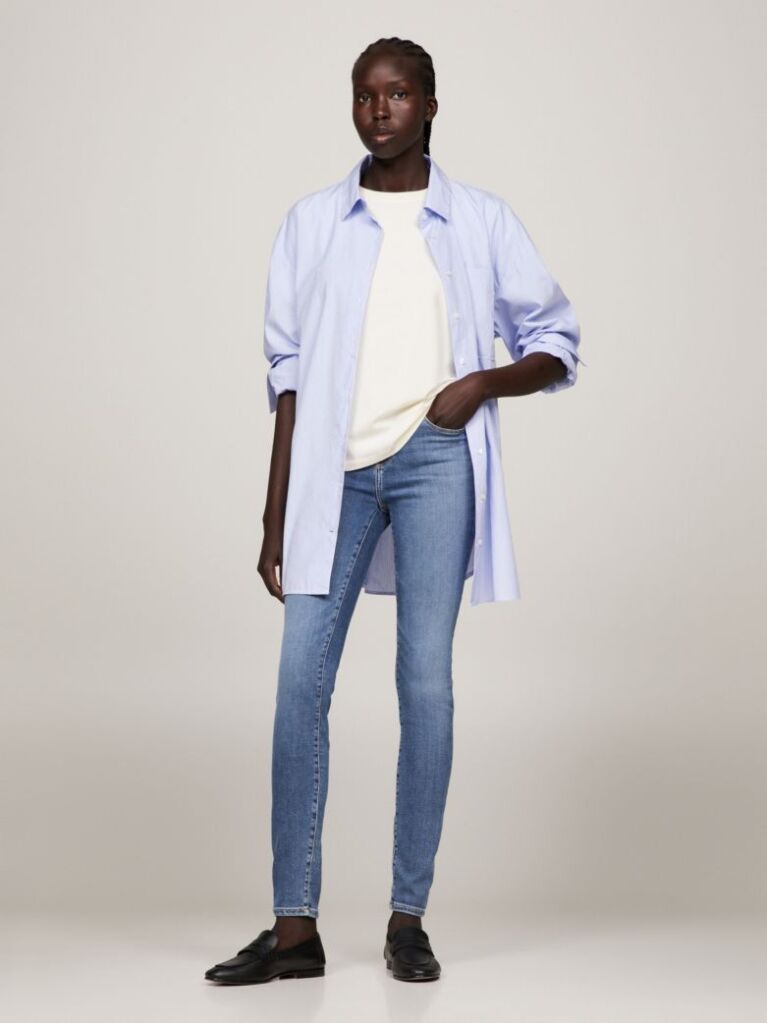 Denim Blugi Mulati Pe Corp Cu Talie Medie  Femei