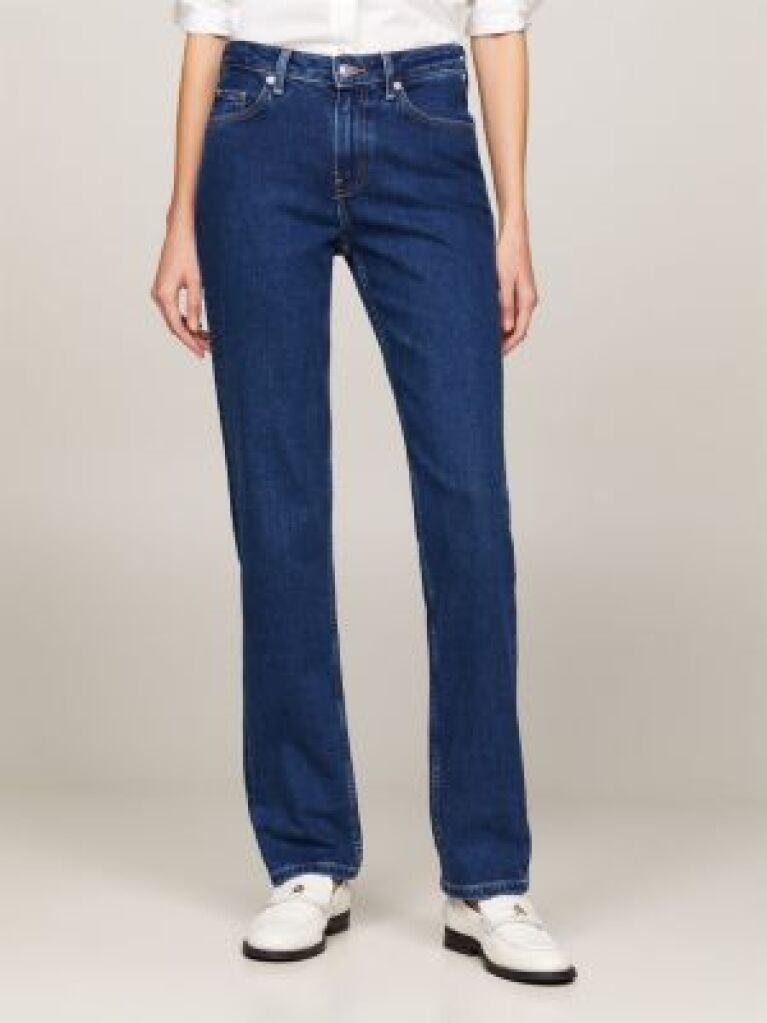 Denim Jeans Drept Cu Talie Medie  Femei