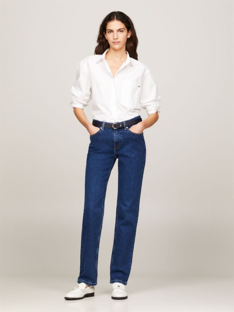 Denim Jeans Drept Cu Talie Medie  Femei