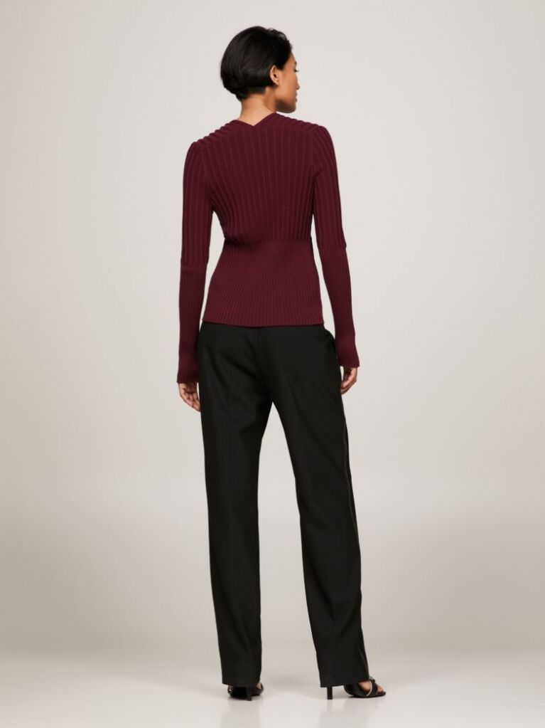 Rosu Cardigan Slim Fit Cu Nasturi   Femei