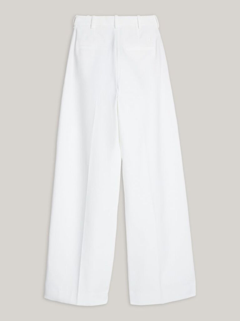 Alb Pantaloni Bootcut Crest Pique  Femei