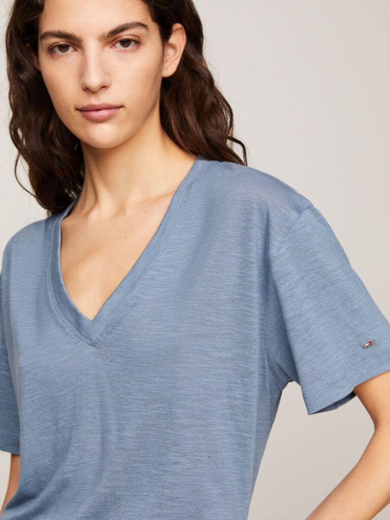 Blue V-Neck Relaxed T-Shirt  Women