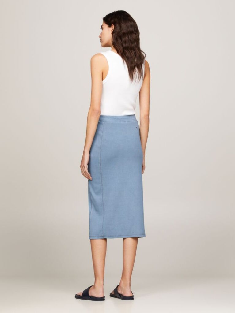 Blue Fusta Creion Midi Garment Dyed  Femei
