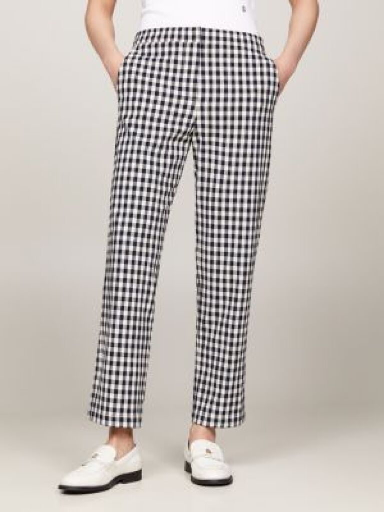 Multi Pantaloni Drepti Gingham Slim Fit  Femei