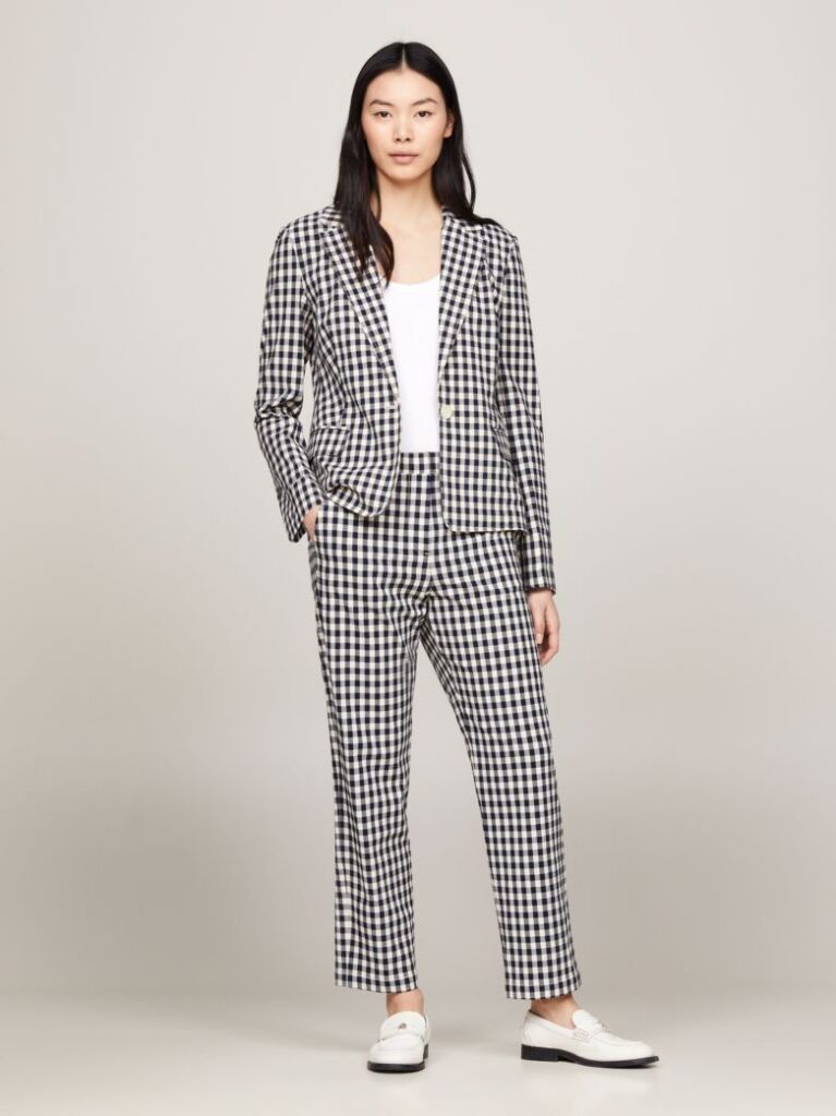 Multi Pantaloni Drepti Gingham Slim Fit  Femei
