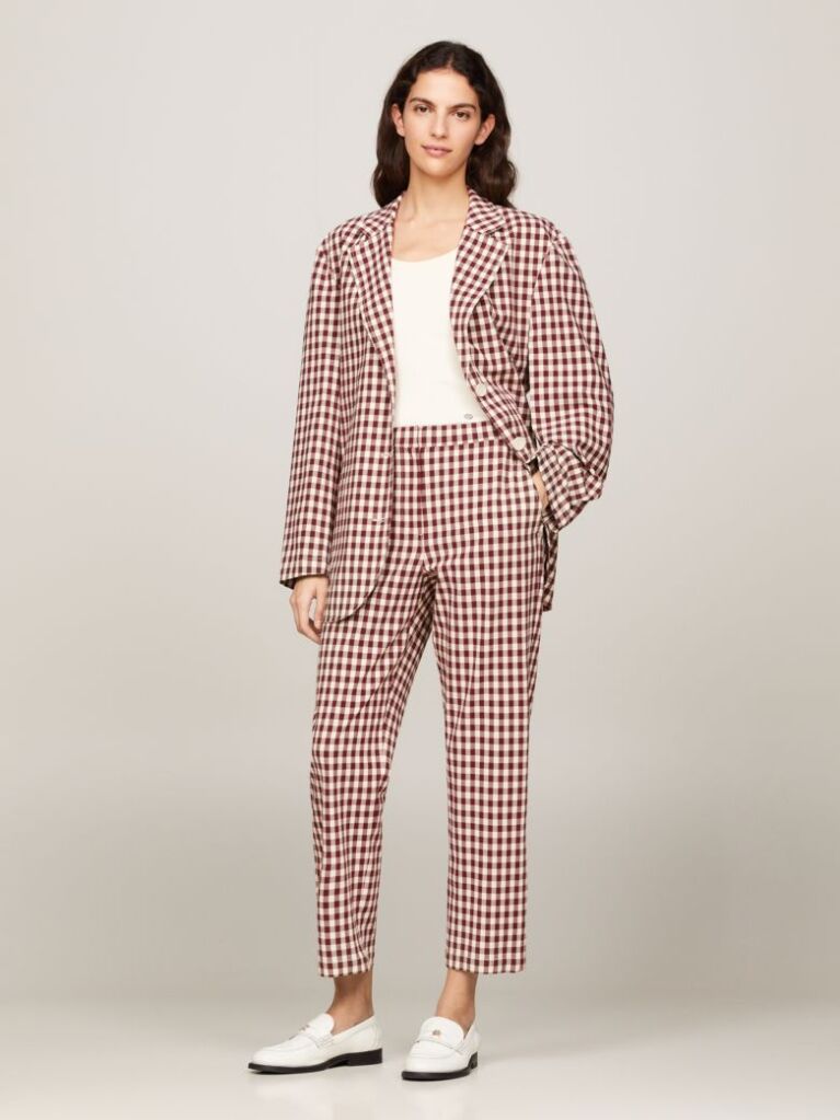 Multi Pantaloni Drepti Gingham Slim Fit  Femei