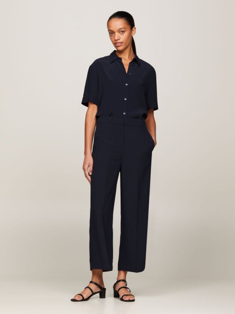 Blue Essential Fluid Relaxed Short Sleeve Shirt  Women