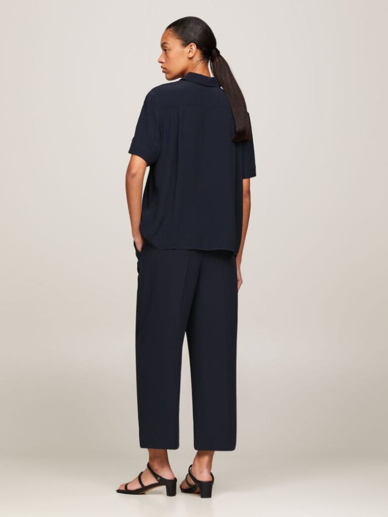 Blue Essential Fluid Relaxed Short Sleeve Shirt  Women
