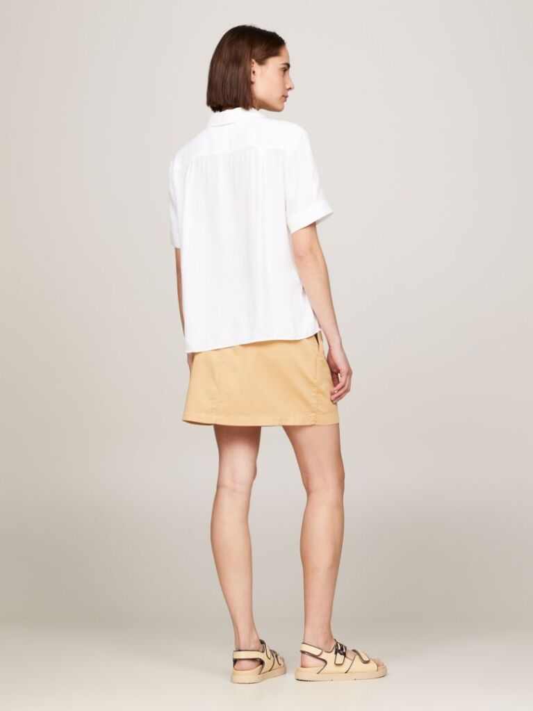 White Essential Fluid Relaxed Short Sleeve Shirt  Women