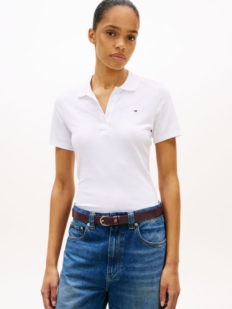 Alb Tricou Polo 1985 Slim  Femei