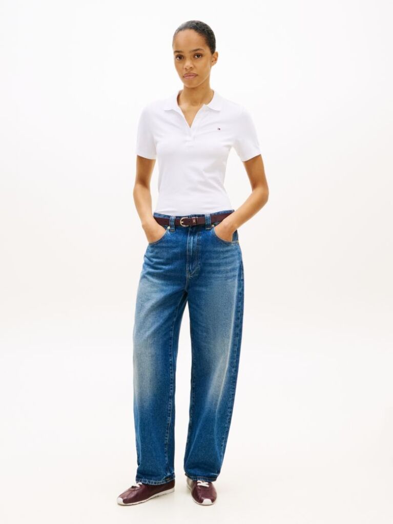 Alb Tricou Polo 1985 Slim  Femei