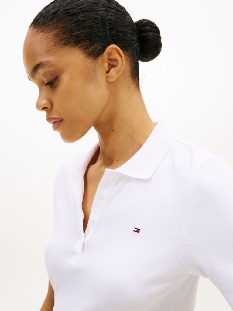 Alb Tricou Polo 1985 Slim  Femei