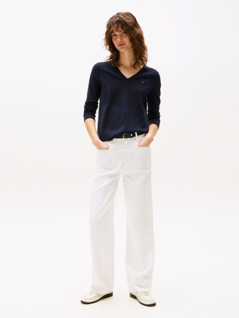 Blue Bluza Cu Guler In V  Femei