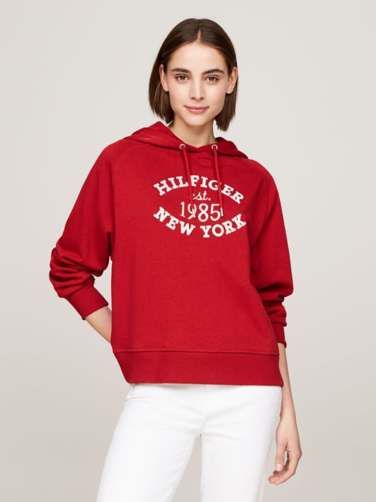 Rosu Hanorac Cu Logo Brodat Varsity  Femei