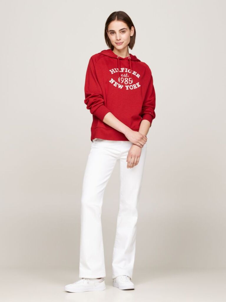 Rosu Hanorac Cu Logo Brodat Varsity  Femei