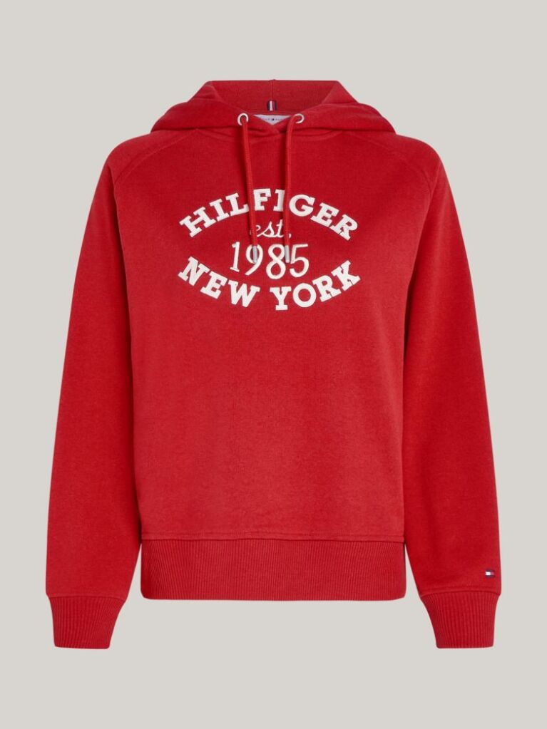 Rosu Hanorac Cu Logo Brodat Varsity  Femei