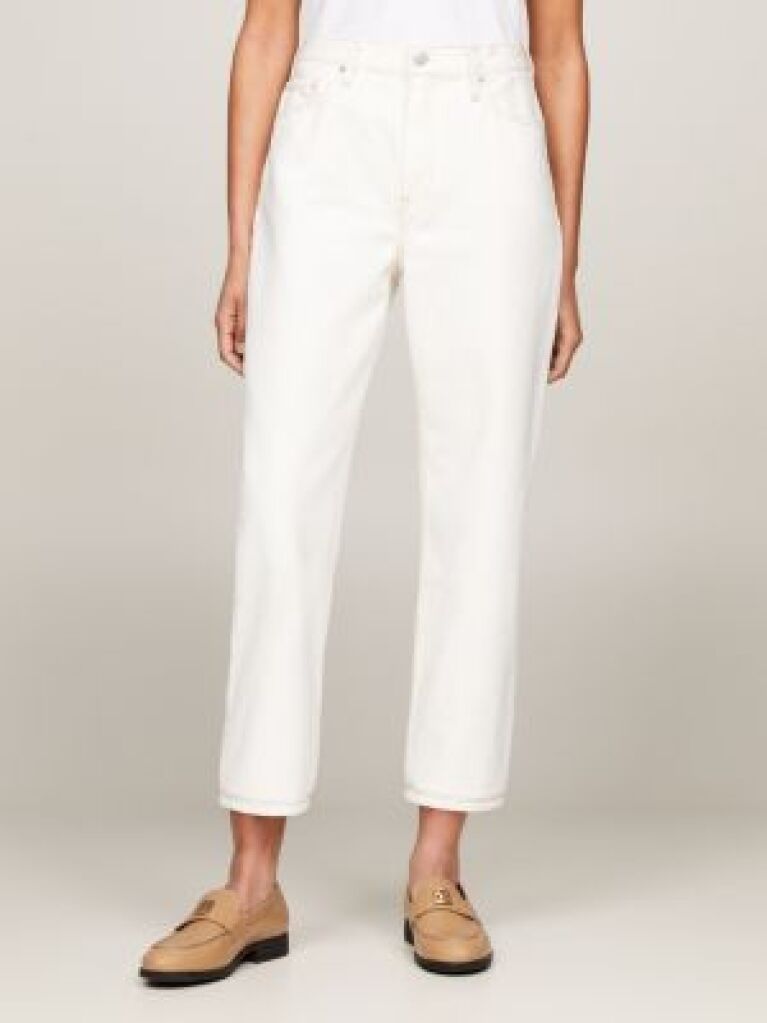 White Classic High Rise Straight Jeans  Women