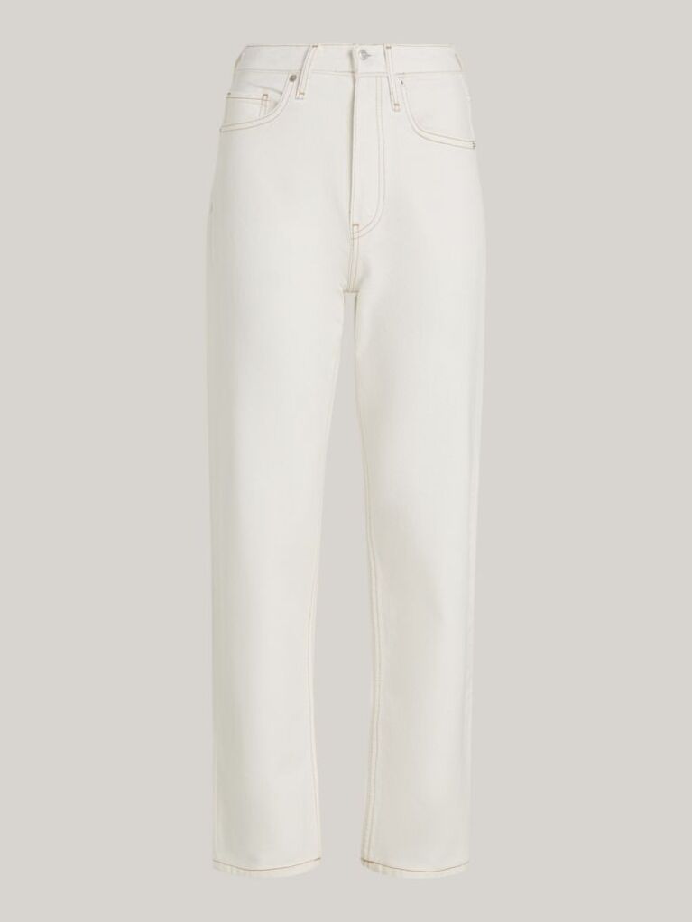 White Classic High Rise Straight Jeans  Women