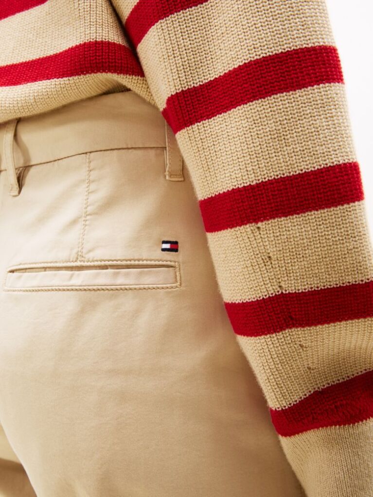 Beige Garment Dyed Turn-Up Mom Chino Shorts  Women