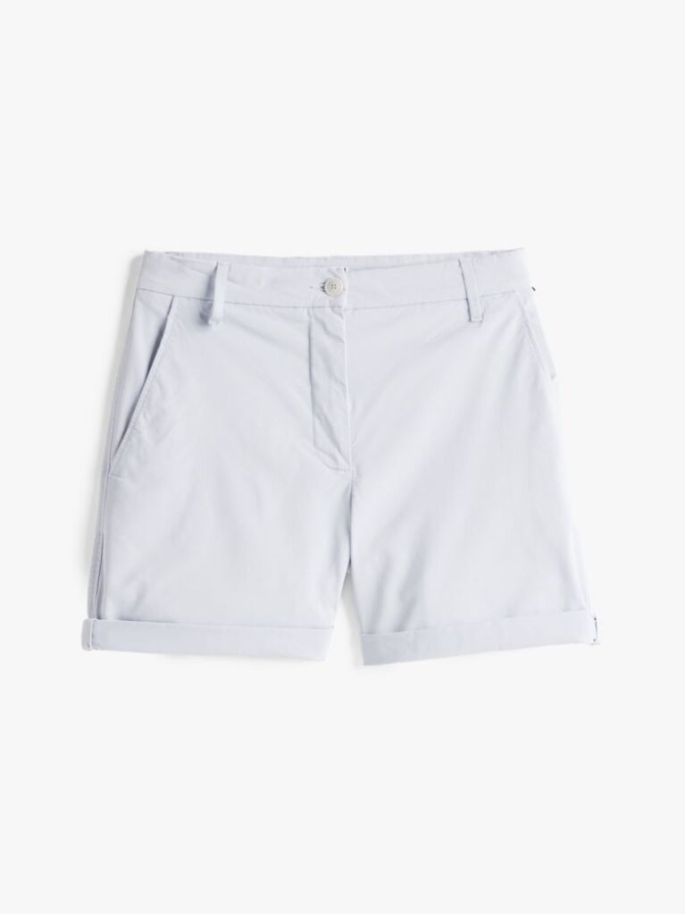 Blue Garment Dyed Turn-Up Mom Chino Shorts  Women
