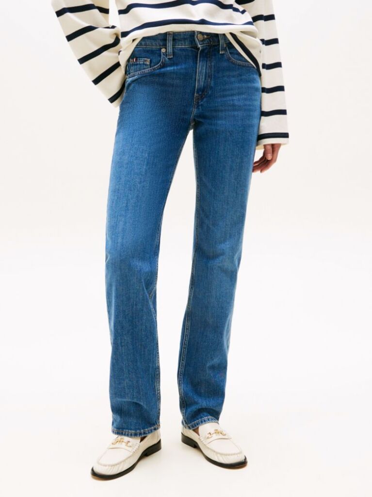 Blue Jeans Drept Classics Cu Talie Medie  Femei
