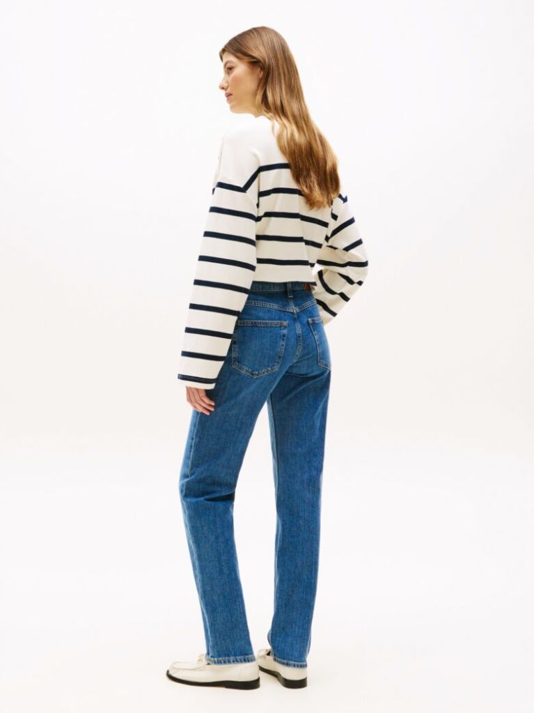 Blue Jeans Drept Classics Cu Talie Medie  Femei