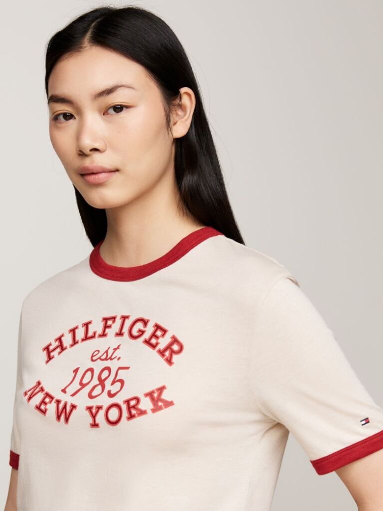 Multi Varsity Logo Contrast Trim T-Shirt  Women