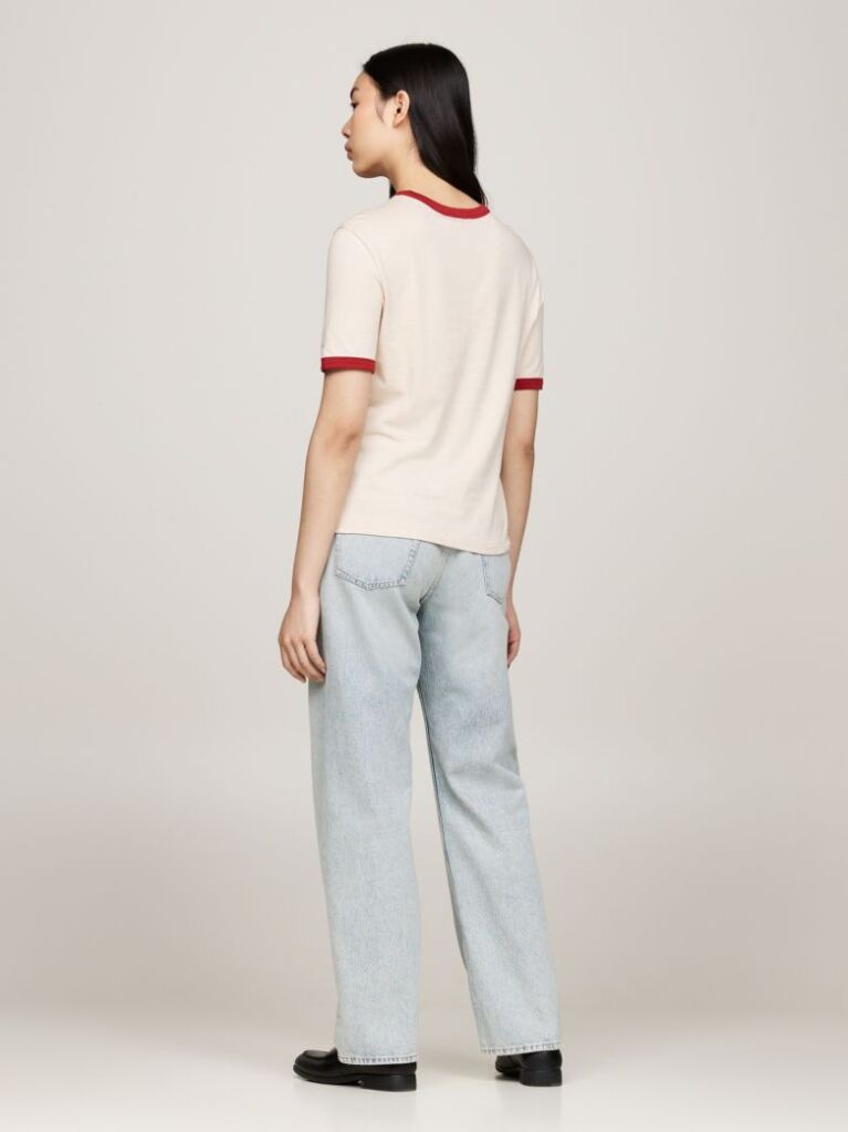 Multi Varsity Logo Contrast Trim T-Shirt  Women