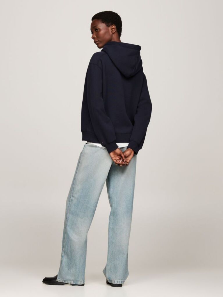 Blue Logo Embroidery Hoody  Femei