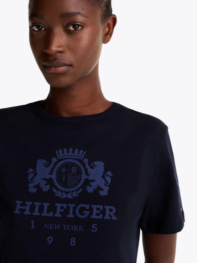 Blue Contrast Trim Crew Neck T-Shirt  Women