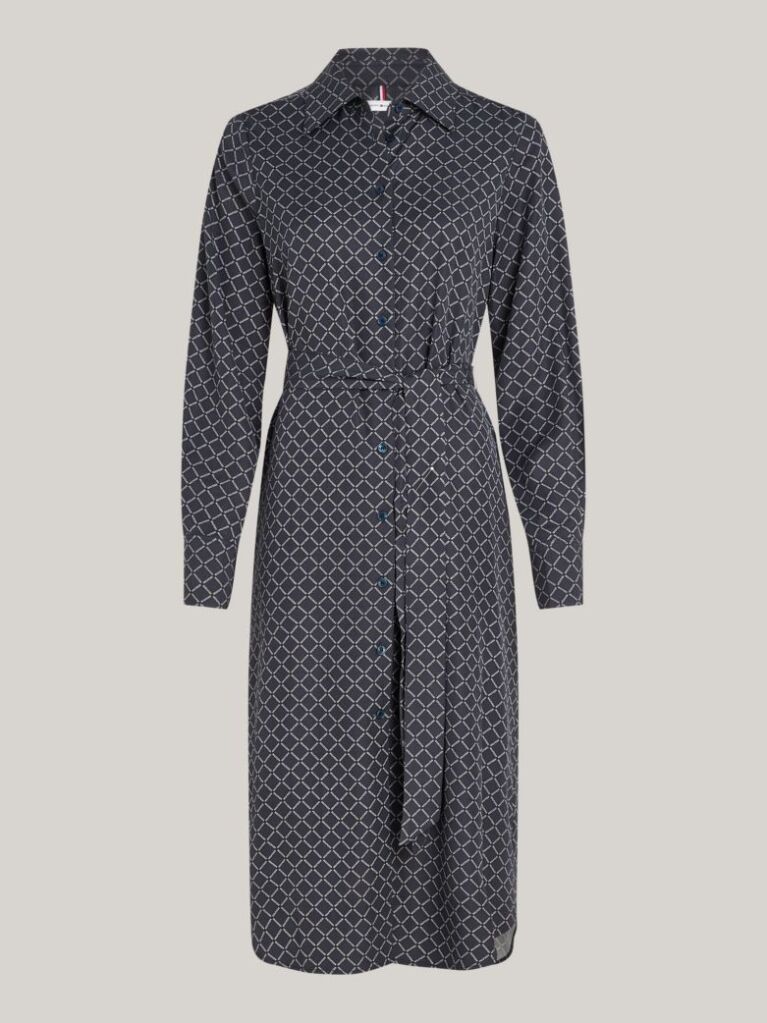 Multi Rochie Camasa Midi Cu Curea Hilfiger Monotype  Femei