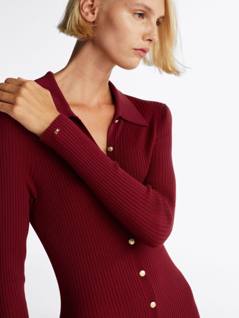 Red Ribbed Bodycon Maxi Jumper Dress  Women
