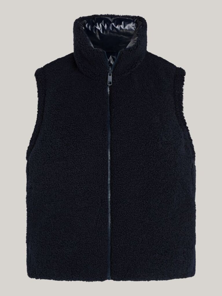 Blue Reversible Teddy Down Vest  Women