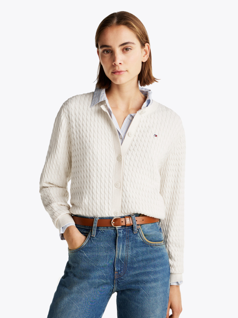 Beige Cable Knit Cardigan  Women