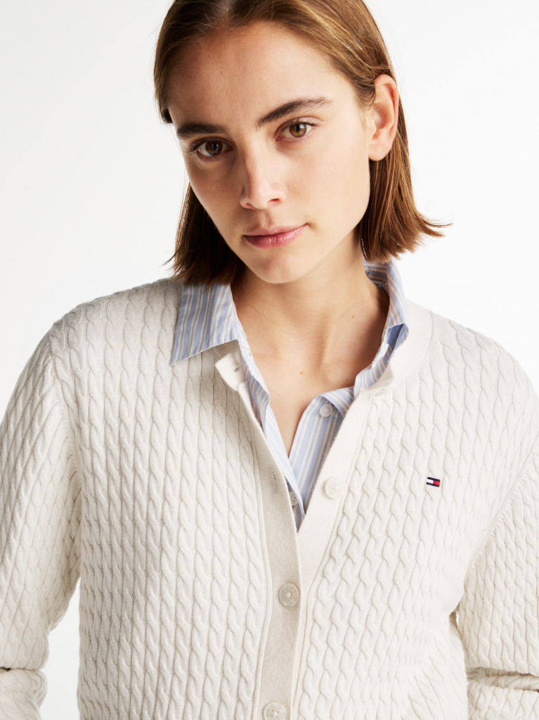 Beige Cable Knit Cardigan  Women