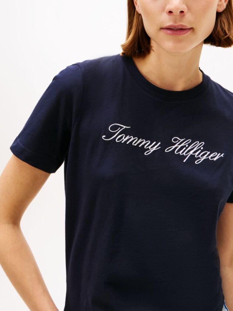 Blue Tricou Regular Cu Guler Crew  Femei