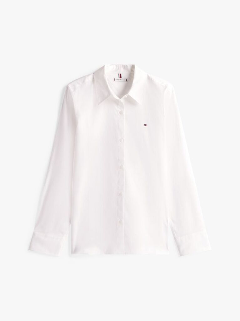 White Stretch Regular Long-Sleeve Shirt  Women
