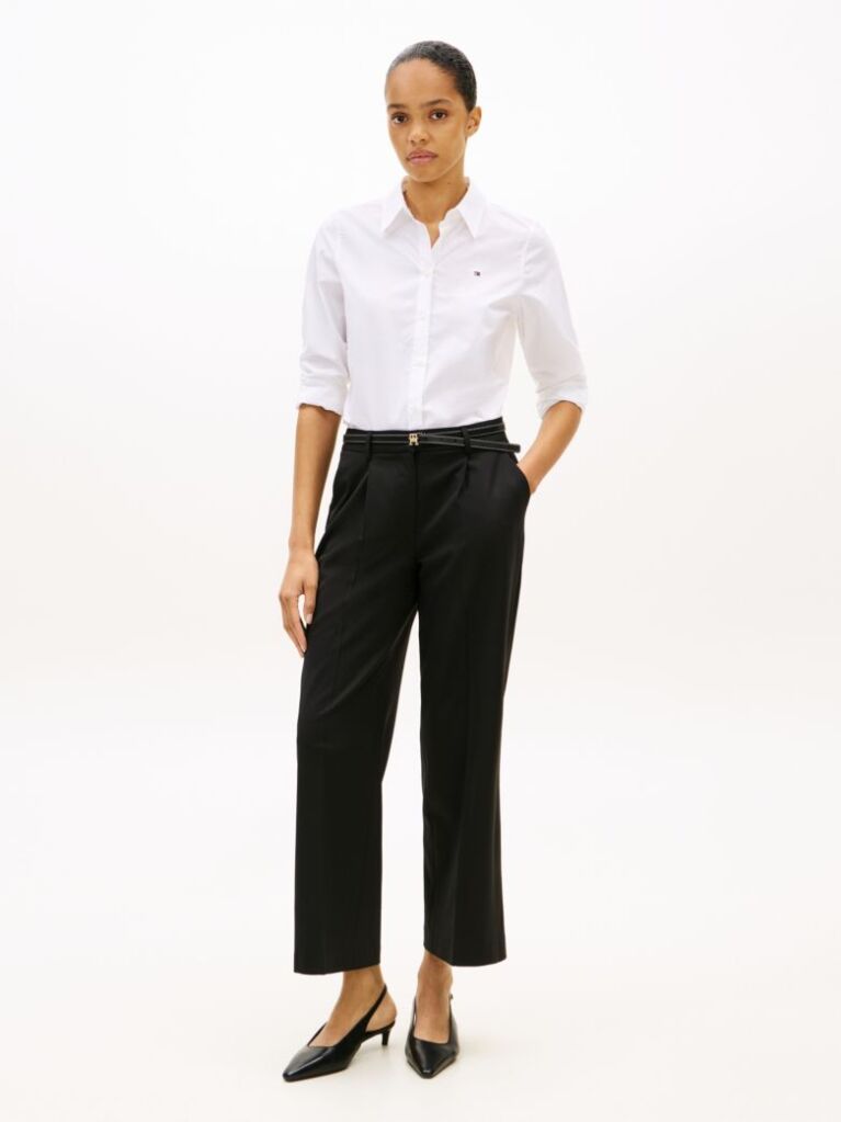 White Stretch Regular Long-Sleeve Shirt  Women