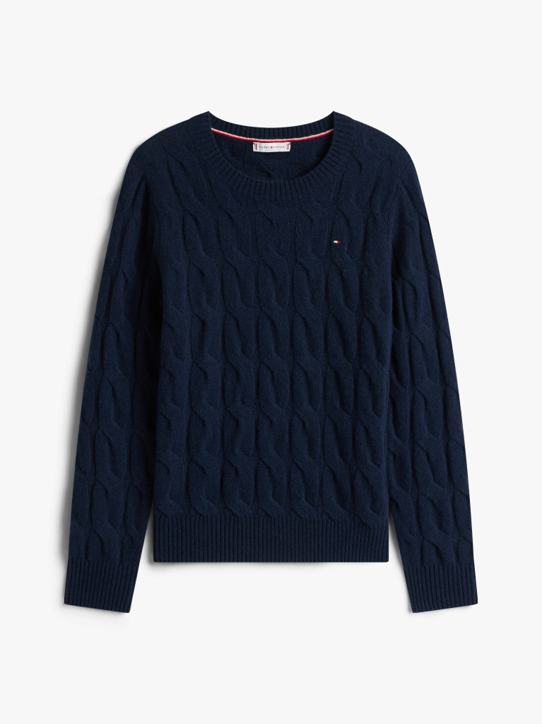 Blue Pure Wool Cable Knit Jumper  Women