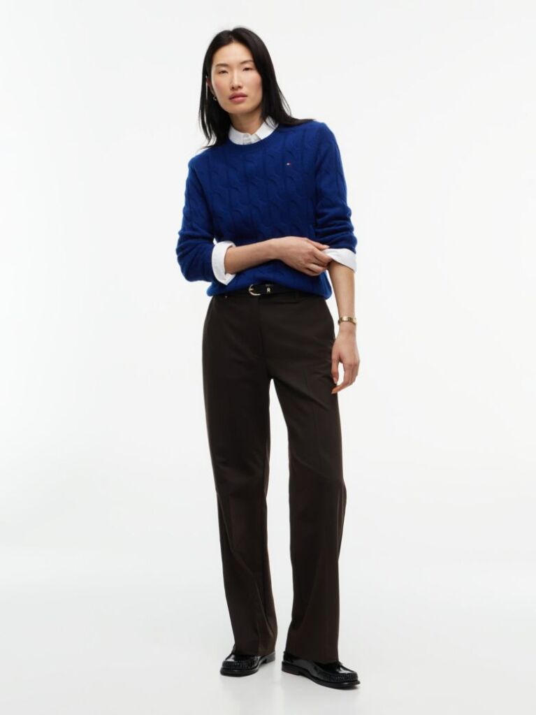 Blue Pulover Din Tricot De Lana Pura   Femei