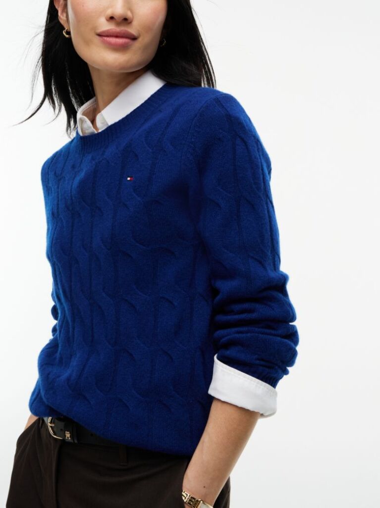 Blue Pulover Din Tricot De Lana Pura   Femei