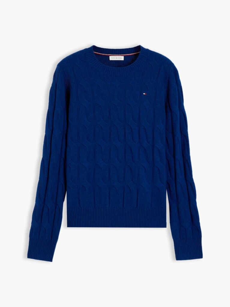 Blue Pulover Din Tricot De Lana Pura   Femei