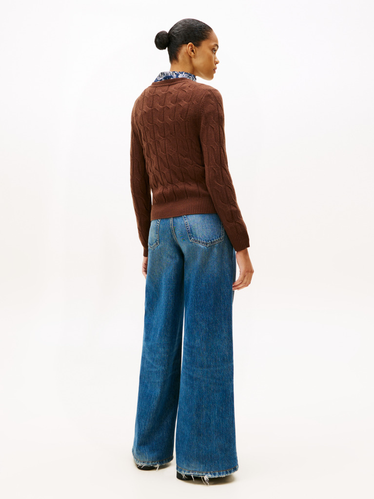Brown Pure Wool Cable Knit Jumper  Women