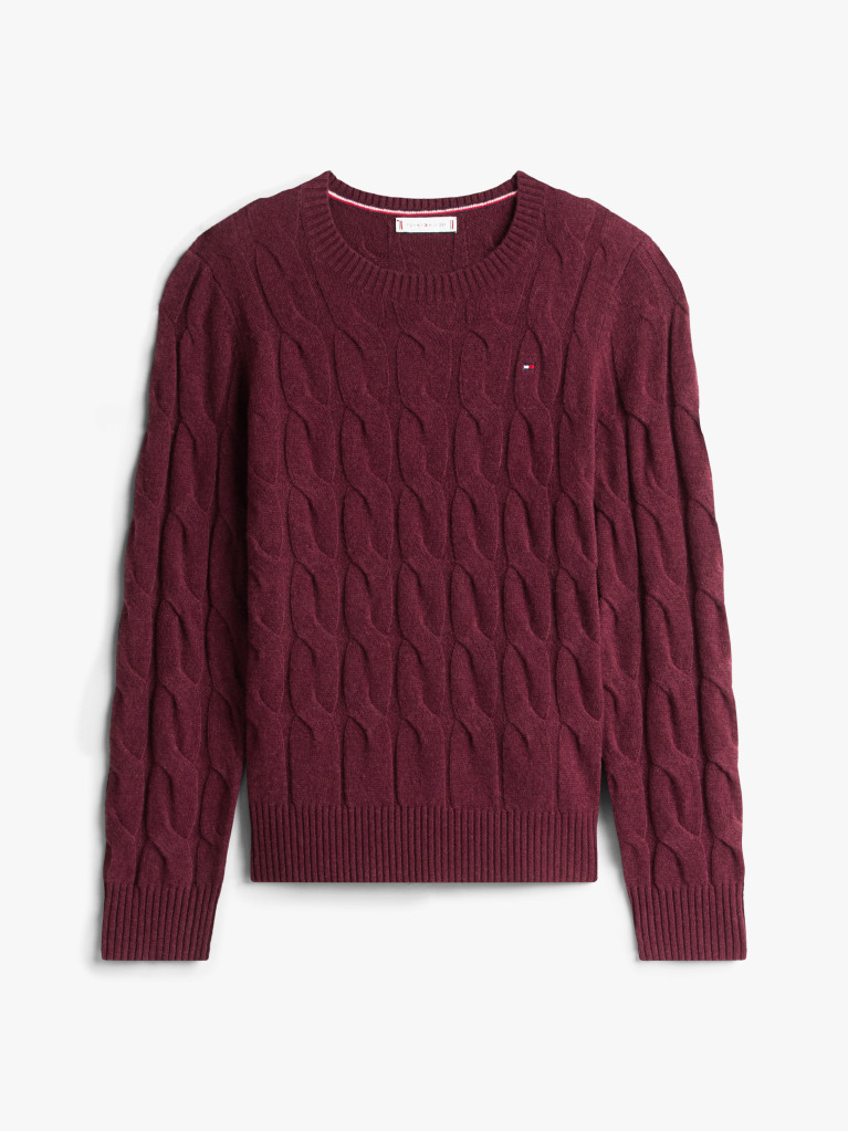 Rosu Pulover Din Tricot De Lana Pura   Femei