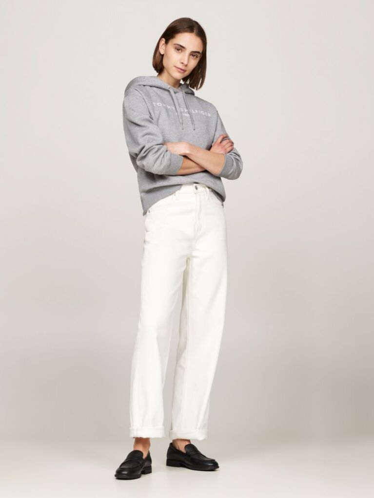 Grey Logo Embroidery Hoody  Women